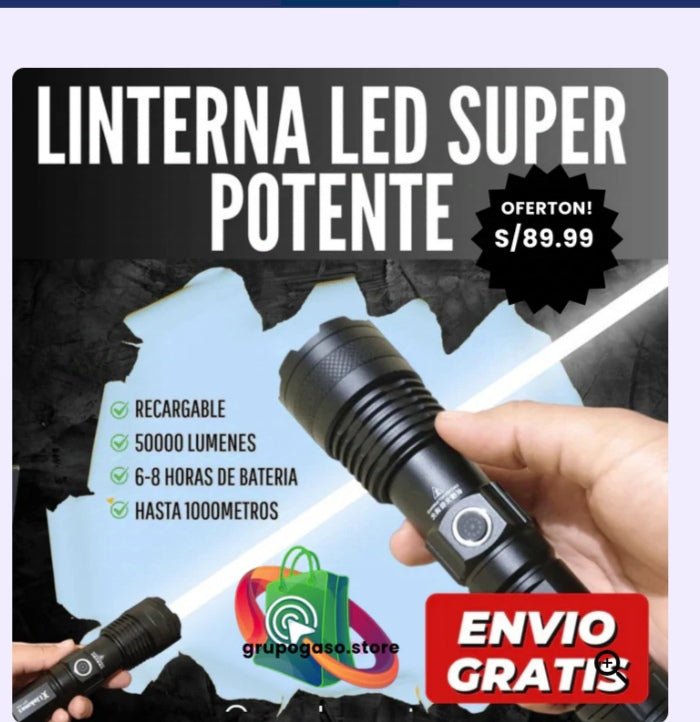 ✅LINTERNA LED SUPER POTENTE 🔥(RECARGABLE)| ENVÍO 🏍️🚚GRATIS